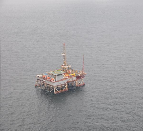 Oil rig in sea by azerbaijan